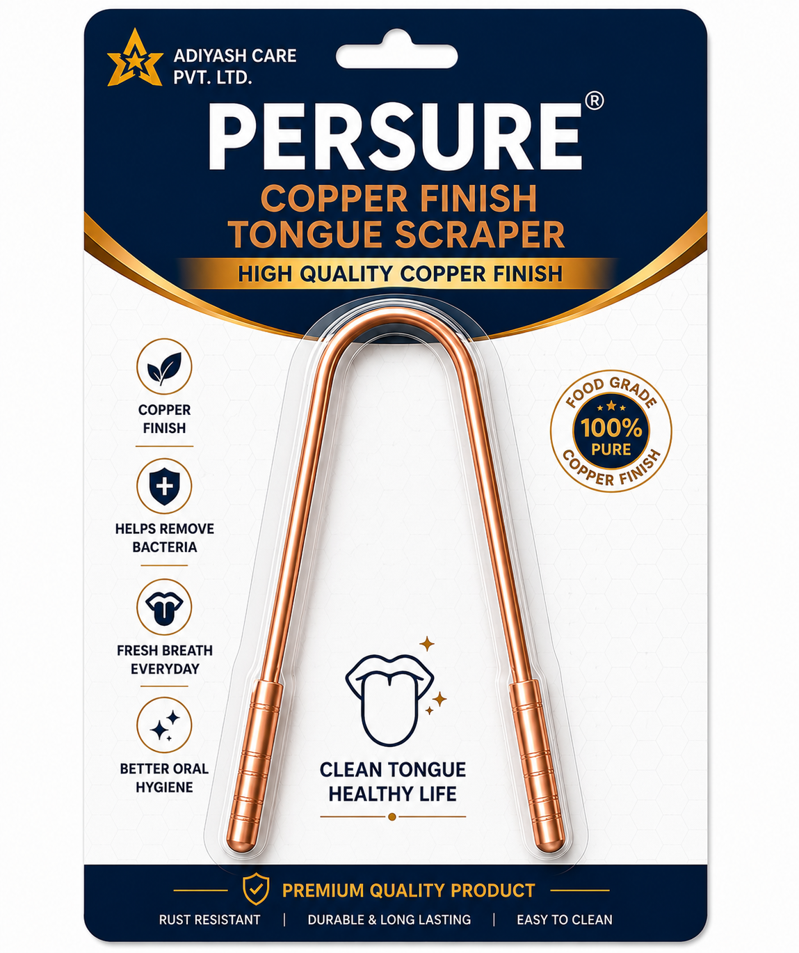 Copper Finish Tongue Scraper